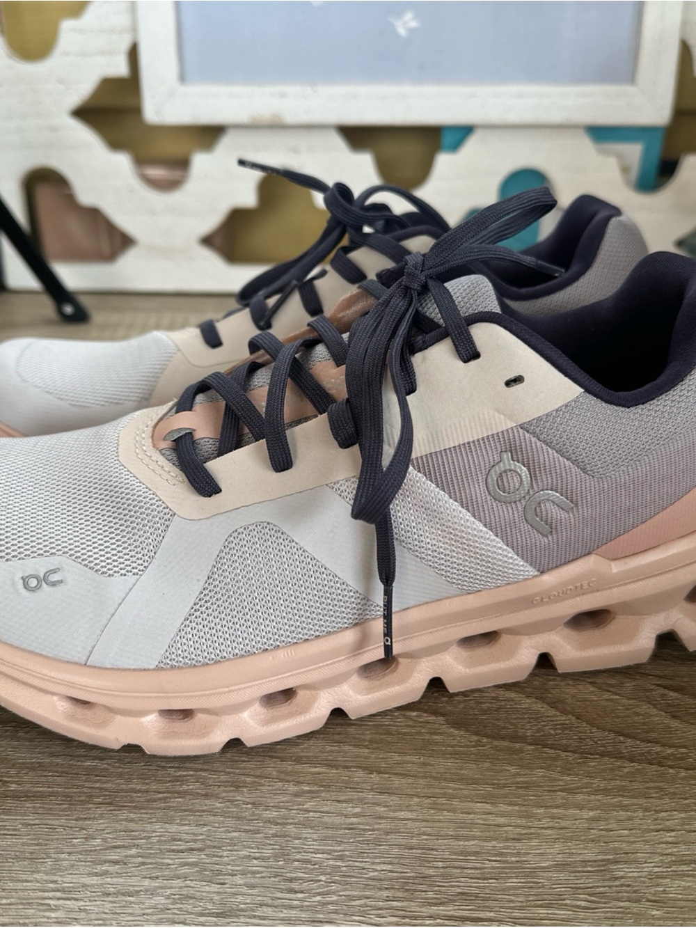On Running Women's Athletic Sneakers in Light Gray, Blush & Black